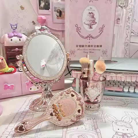 Flower Knows 9th Anniversary Limited Edition Luxury Vanity Mirror with Paddle Hair Brush And Brush H