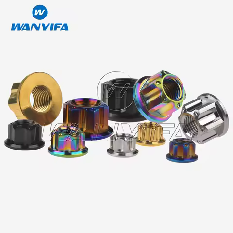 Wanyifa Titanium Nut M6 M8 M10 M12x1.25 M14x1.5 M16x1.5 Torx Flange Nut Hexagon for Bicycle Motorcyc