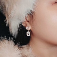 KL2475 Women's Petit D Drop Emerald Halo Hanging Bud Earrings 1.5mm Rectangular Stone 5.0mm by Kylan