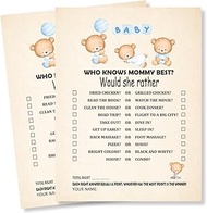 NIIVIIN Baby Shower Games Boy - Who Knows Mommy Best Activity Game, 50 Sturdy Keepsake Teddy Bear Ca