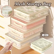 Transparent Mesh Storage Clothes Bag Bedding Storage Box Dustproof Stackable Storage Bag with Zipper