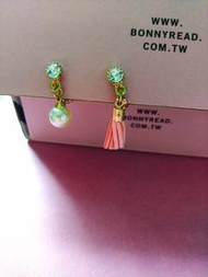 【全新】珍珠&amp;粉色短流蘇不對稱耳夾🍭