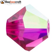 24pcs Preciosareg Beads Czech Bicone 70350 200 Fuchsia AB 3mm Hole: 0.8mm