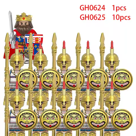 MOC Medieval Military King Building Blocks Solider Figures Gifts Shields Helmets Lionheart Teutonic 