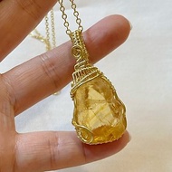 天然黃色水晶項鍊 | 客製編織吊墜 | 十一月誕生石 | 輕寶石項鍊