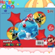 Mario Blue 5 in 1 Foil Balloon Set Child Kids Birthday Party Decoration Happy Dino Party Needs