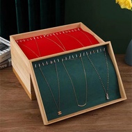 alika1qq Velvet Bamboo Jewelry Display Tray Ring Earring Nelace Bracelet Pendant Organizer Jewelry S