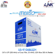 LINK สายแลน รุ่น US-9106LSZH สายแลนสำเร็จรูปยาว 305เมตร/กล่อง สีขาว CAT6 UTP Cable สามารถรับ-ส่งสัญญ
