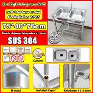 Versi upgrade bahan baja tebal JUMEILAI Wastafel Portable 304 Stainless Steel 75*40CM,48*35cm Dengan