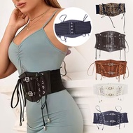 Retro Elastic Lace Strap Leather Waist Belt Outerwear Belt Women's Wide Belt Belt Belt Pirate H7h6