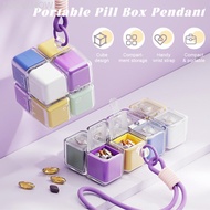 LOOKSHOW 8-grid Pill Storage Container Portable Sealed Medicine Box with Chain Used for Daily Travel