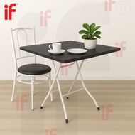 IF Freya Folding Table Square 3X3 Plastic Top Table with Foldable Metal Leg