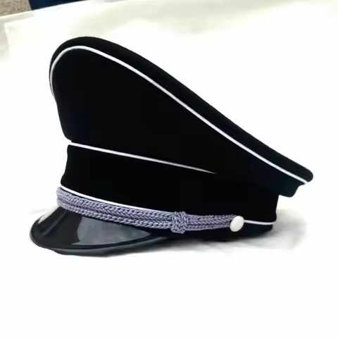 REPRO WWII German Army M32 Officer Visor Hat Military Cap Black Reproduction Military Reenactment WW