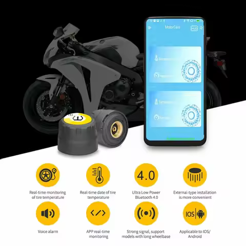 Motorcycle TPMS Sensor Tire Pressure 2 Monitoring System TPMS 2 Sensor Bluetooth 4.0 For Android / I