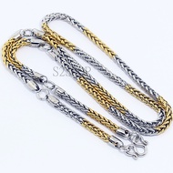 s2shop สร้อยคอสแตนเลสแท้ สร้อยคอพระ ลายเปีย ห้อยพระได้ 5 องค์ ความกว้าง 5 มม.ความยาว 28 นิ้ว No.2101