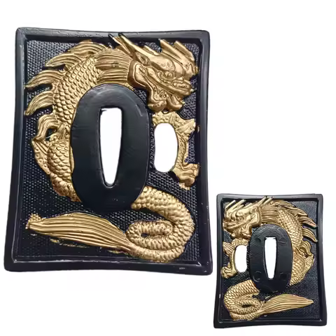 Golden Dragon Guard Tsuba Alloy Fittings For Japanese Sword Samurai Katana Wakizashi Katana Accessor
