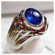 ASLI PERMATA SAFIR CINCIN SUPER NATURAL BATU MEWAH BLUE ALPAKA