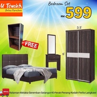 Bedroom Set (Wardrobe+Divan Bed+Dressing Table) READY STOCK BRS4604-4Ft