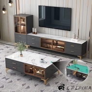 [kline]ZF TV Cabinet Nordic Coffee Table Combination Gloss Tempered Glass Living Room Tv Console Cabinet Small Family Side Cabinet