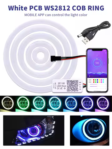 USB COB Ring Strip Kit SP110E Bluetooth APP Controller COB RGB WS2812 Strip Individually Addressable