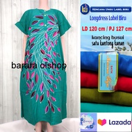 DASTER PANJANG JUMBO KENCANA UNGU LABEL BIRU LD 04 LONGDRESS LENGAN PENDEK