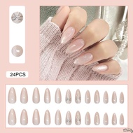 Gentle Cat Eyes Almond Stick on Nails Chip-Proof Smudge-Proof Fake Nails for Shopping Traveling Dati
