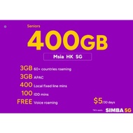 TPG / Simba Prepaid Seniors Plan $5 Top-Up | Exclusive for Ages 60+ | 400GB Data & Global Roaming Re