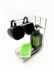 不銹鋼　三桿杯架　瓶罐架　抹布架　洗碗精架　菜瓜布架　瀝水架