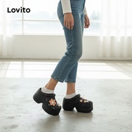 Lovito Women's Daisy Flat Sandal, Extra Thick 9Cm Soft Sole, Casual Plain Style, LFA60336