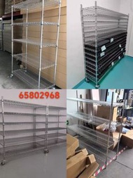 貨架帶輪移動鍍鉻不鏽鋼置物架多層線網倉庫儲物架工廠車間物料架