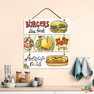 TENNESY Hiasan Dinding Dapur Burger Food 3 Susun Dekorasi Dinding Dapur Kitchen Pajangan Kayu Poster