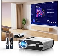 4K Karaoke Projectors with 2xMicrophones, Android TV WiFi Bluetooth, NFC Screen Cast,13000 Lumens Da