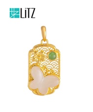 LITZ 999 (24K) Gold and Jade Pendant P195