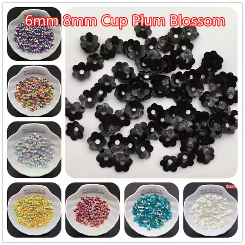 30g 5mm 6mm 8mm Cup Plum Blossom Loose Sequins Paillettes For Sewing ,Shoes,Hat,Kids DIY,Crafts Acce