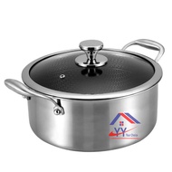 SUS 316 Stainless Steel Sampinlais Original Honeycomb One Side Non-Stick Pot With Two Handle / Soup Pot / Milk Pot