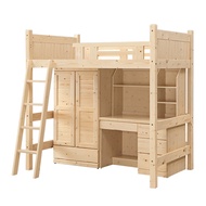 [特價]IHouse-森活 免組裝3.5尺(松木高架床+衣櫥+書桌)