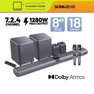 SonicGear StudioBar 9000 Dolby Atmos 7.2.4 ch Soundbar with Dual Wireless Subwoofer | Dual Mic