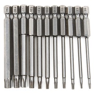 (Ready stock)11Pcs 75Mm Magnetic S2 Steel Screwdriver Bits Hex Torx Headไขควงเหล็ก T6/T7/T8/T9/T10/T