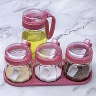 Original oil bottle & spice container set of 4 pcs - spice jar oil pot set - kitchen jar