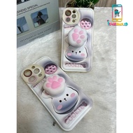 BS02 SOFTCASE 3D PICTURE COOKIES RABBIT POP SOCKET CAT PAW MOTIF FOR SAMSUNG J2 GRANDPRIME A02s A03s