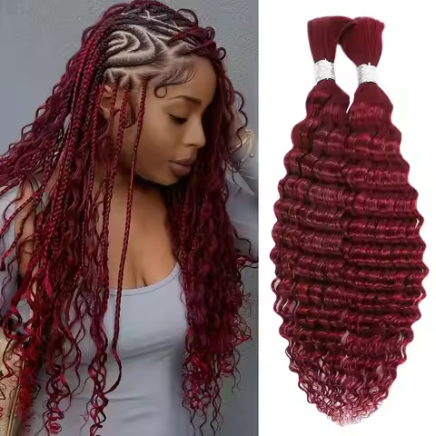 99J Deep Wave Bulk Human Hair for Braiding Brazilian Wet and Wavy Curly Human Hair Braiding Hair Ext