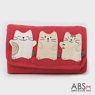 ABS貝斯貓 可愛貓咪手工拼布皮夾證件包 (活力紅) 88-004