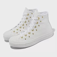 Converse 休閒鞋 Chuck 70 HI 白 金 女鞋 皮革 鉚釘 1970 高筒 帆布鞋 A06808C