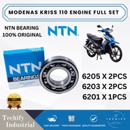 MODENAS KRISS 110 NTN ENGINE BEARING SET X 5PCS - 6205 6203 6201