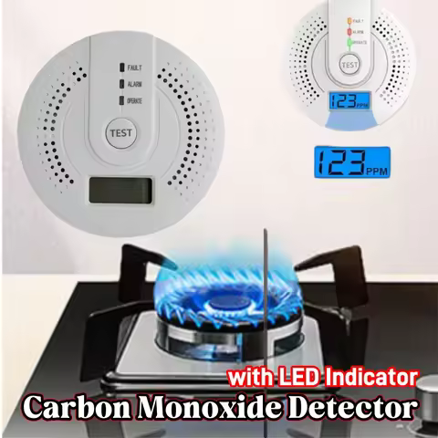 Digital Carbon Monoxide Detector with LED Indicator Battery Powered CO Alarm CO Gas Monitor Alarm De