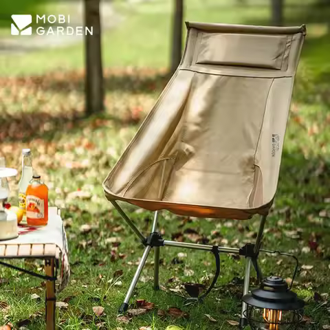 MOBI GARDEN Outdoor Camping Folding Moon Chair Aluminum Alloy Ultralight Portable Fishing Beach High