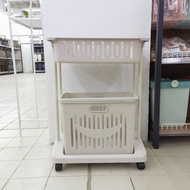 2-Tier Laundry Basket Rack Multipurpose Plastic Rack Trolly Laundry Basket Dirty Clothes Basket