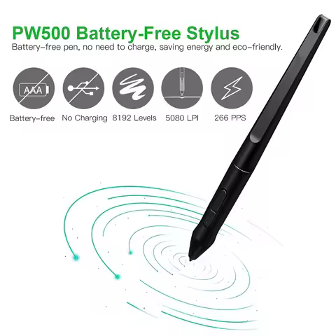 PW500 Battery-free Stylus For Huion KAMVAS Pro 22 Inspiroy WH1409 V2 Q11K Q620M GT-221 GT2201 HS611 