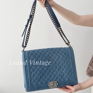 Chanel • Le Boy Xxl 稀有丹寧牛仔銀釦翻蓋鏈條包 機場包