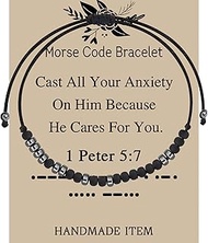 Bible Verse 1 Peter 5:7 Morse Code Bracelet Christianity Scripture Gift Religious Faith Gift Christi